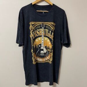 Lotus Fashion (XL) gray music city guitar Nashville graphic tee shirt